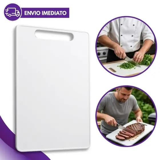 Tábua de Corte Branca Grande Grossa 37,5x23,5 Higienica Carne Legumes Cozinha PVC Uso Profissional