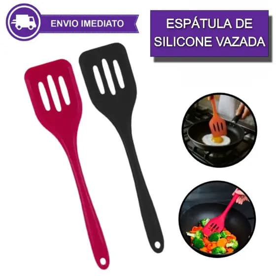 Espátula de Silicone Vazada Não Risca Frigideira Resistente ao Calor para Cozinha Antiaderente