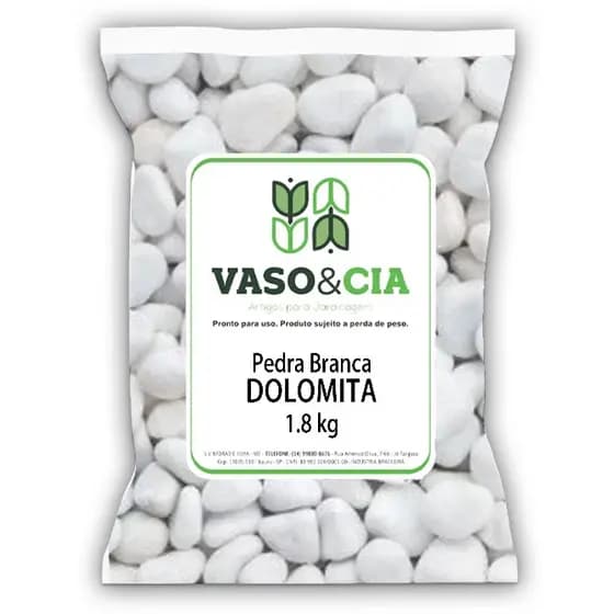 Pedra Dolomita Branca Seixo Decorativa para Vasos e Jardins Ornamentais - Pacote de 1,8 kg
