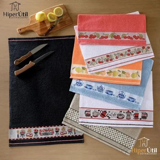 Kit 3 Panos de Prato Vida 45X70cm Jacquard detalhe Felpudo Atoalhado Guardanapo Sortido dohler