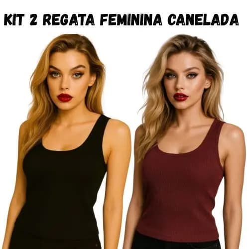 Kit Com 2 Regatas Feminina Básica Canelada