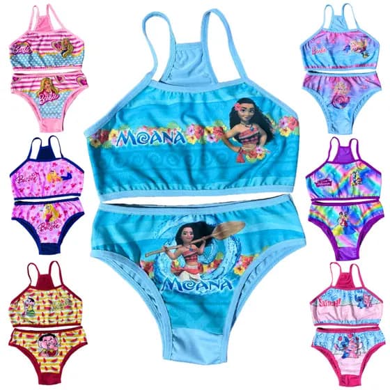 Kit C/ 6 Biquinis Infantis Feminino Menina Moça Conjunto Sublimado Top e Calcinha Verão praia natal
