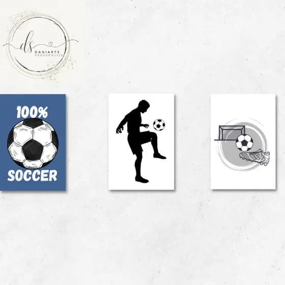 kit 3 quadros decorativos futebol mdf 20x28