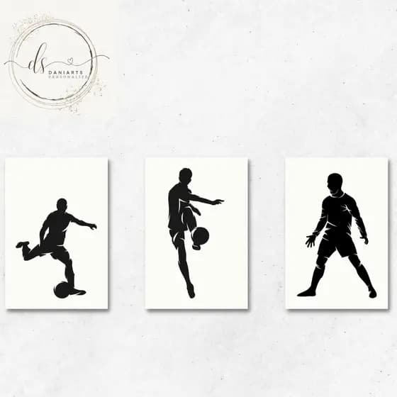 kit 3 quadros decorativos futebol mdf 20x28