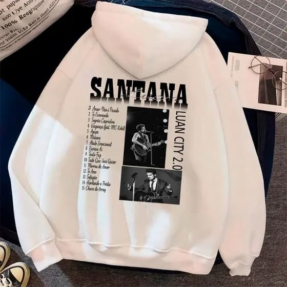 Blusa Canguru Inverno Capote Moletom Capote Unissex C/ Capuz Luan Satana Coroa Cantor Musico Estampa Frente E Costas RR