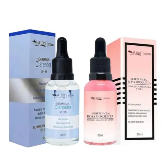 Kit 2 Sérum Clareador Rosa Mosqueta Pele Hidratada Skincare Beleza Hidratação Clareamento
