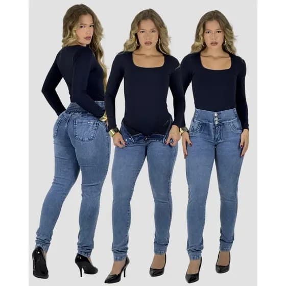 CALÇA MODELADORA COM CINTA - ECOCLUB JEANS - PODEROSA CRISTAL