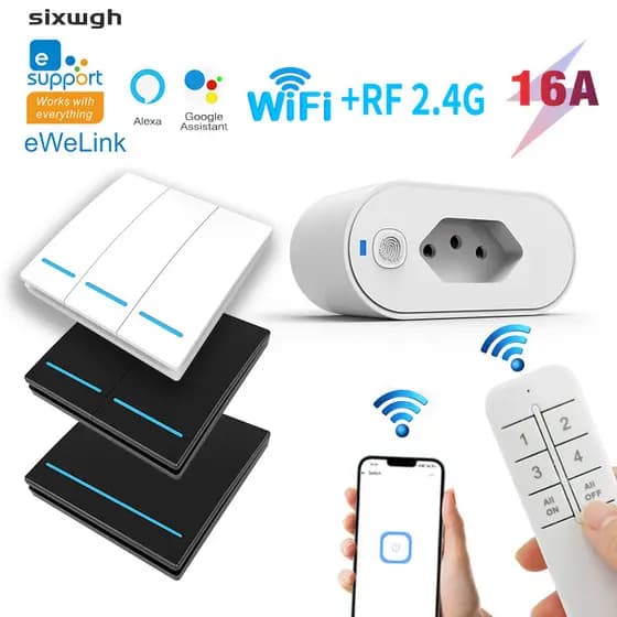 Tomada Wi-Fi Inteligente , Controle Remoto , Suporte Para De Aplicativo eWeLink Alexa , Google Home Voz