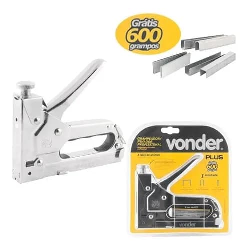 Grampeador Tapeceiro Manual Vonder Gratis 600 Grampos/pinos Pinador