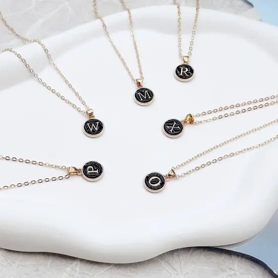 Colar pingente de colar 26 letras simples liga redonda CasdonFashion