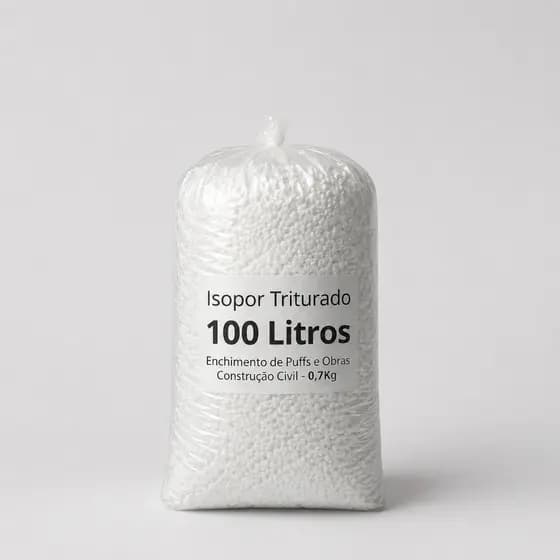 Saco Flocos de Isopor Triturado 100 Litros Para Enchimento De Puffs Almofadas Concreto Leve Obras Contrução Civil