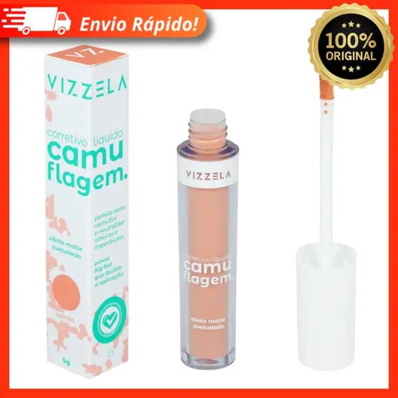 Corretivo Líquido Camuflagem Vegano Perfeito na cor Salmão - Vizzela 5g 100% Original