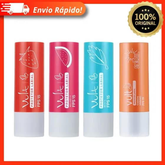 Protetor Labial Balm FPS 15 Lábios Hidratados Melancia Menta Morango Cranberry - Vult