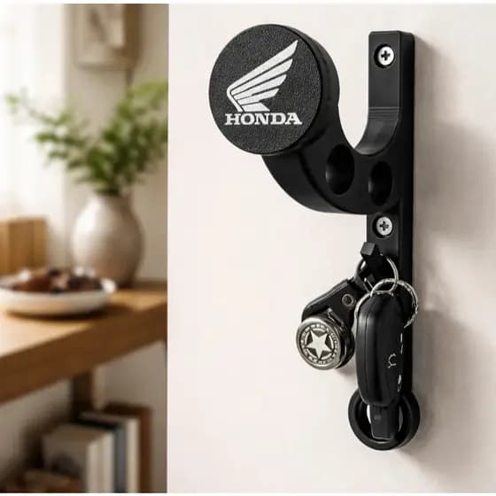 Suporte Capacete Moto Parede Logo Marca + Porta-chaves