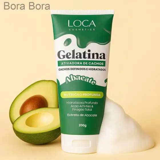 Gelatina Nutritiva Abacate – Definição e Brilho para Cachos 200g | Loca Cosmetics DescriçãoJDE1
