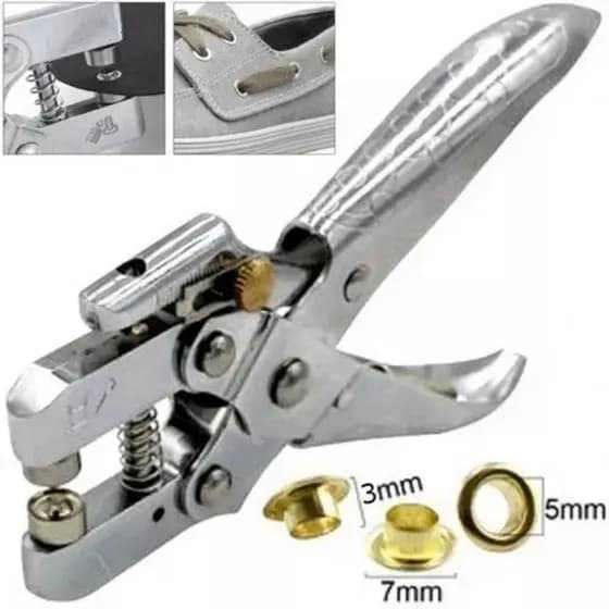 Alicate Ilhós 2 em 1 Profissional Furador Vazador Aplicador Manual com Ajuste de Pressão + 100 ilhoses