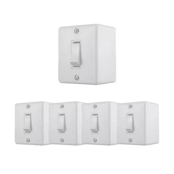 Kit 5 interruptores Simples Sistema X Sobrepor Externo Ilumi
