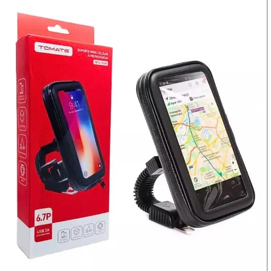 Suporte Veicular Moto Bike Impermeável USB para Celular 6.3"