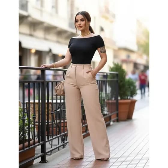 Pantalona Alfaiataria Feminina Elegante Social