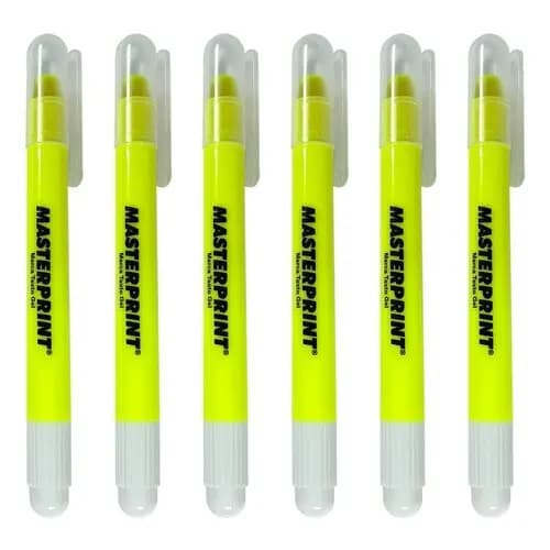 Caixa Caneta Marca Texto Gel Amarelo Masterprint 6 Unidades