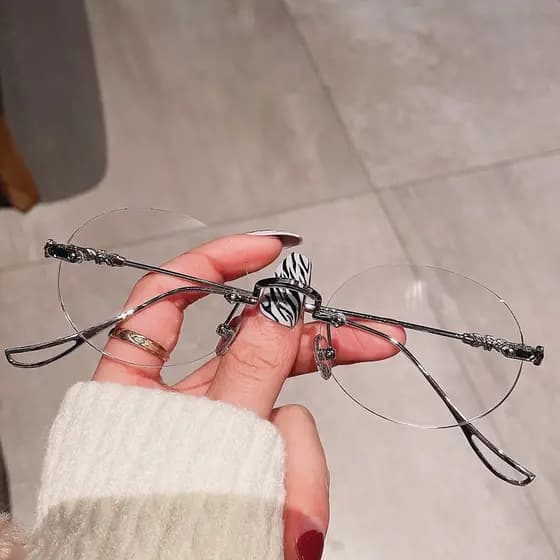 Personalidade Óculos Ovais Simples Sem Aros Masculinos E Femininos Da Mesma Moda Espelho De Luz ultra-Leve anti-Azul