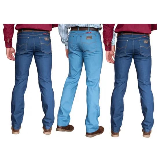 Kit com 3 Calças Jeans Masculina Country Rodeio Cowboy Tradicional Reta