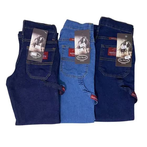 Kit com 3 Calças Jeans Infantil Estilo Country Carpinteiro