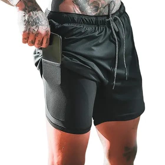 Shorts Masculino 2 em 1 Academia Fitness Caminhada Corrida MMA