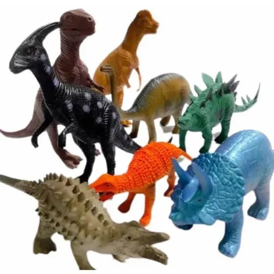 Kit com 8 Dinossauro de Brinquedo em Borracha