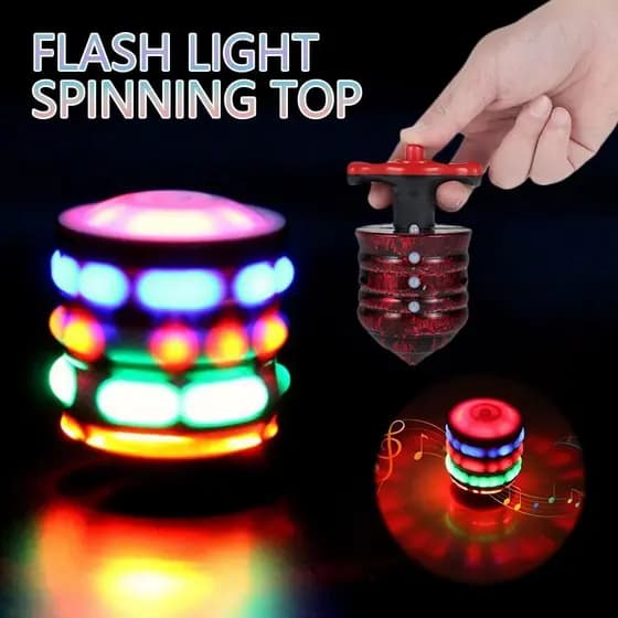 Pião Musical Luminoso Com Lançador Automátic Piao Com Luz e Som Laser Brinquedo Infantil para Meninos e Meninas KW800950