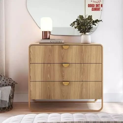 COMODA LUNA 3 GAVETAS - HANOVER/DOURADO - 28068