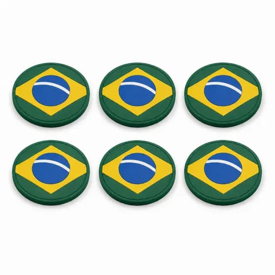 Kit 6 Porta Copo Brasil Bolacha Descanso Mesa Chopp Borracha Bar Antiderrapante Retém Líquido