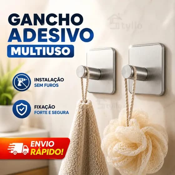 Gancho Inox Cabide De Parede Adesivo 3m Autocolante