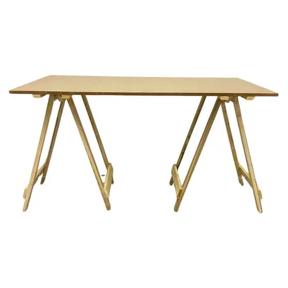 Mesa Desmontável com Cavalete Portátil MDF Cru e Eucalipto 120x60cm