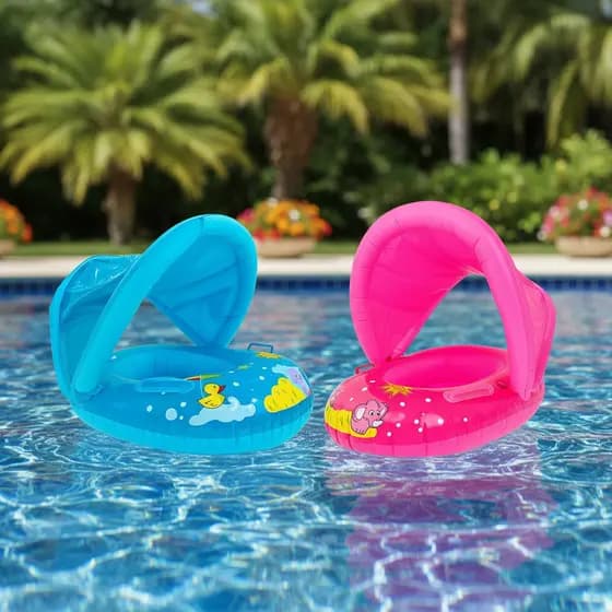 Boia Bebe Inflável para Piscina Infantil com Proteção Solar até 15Kg