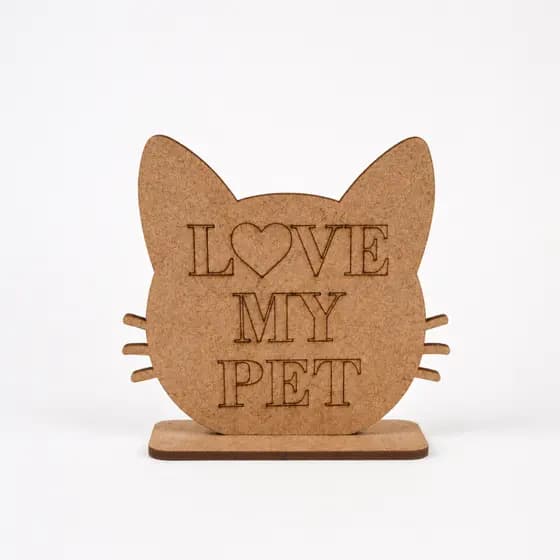 Plaquinha Gato MDF Decorativa Love My Pet
