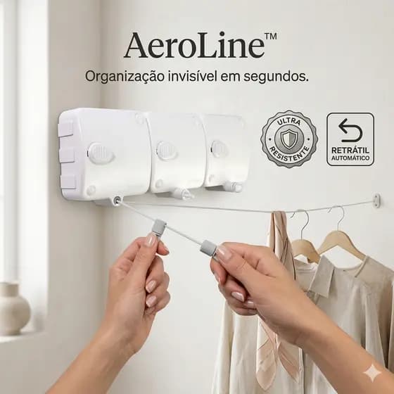 Varal Retratil Automatico Modular Três Pecas de 6 metros Secagem Facil Organizador Roupa