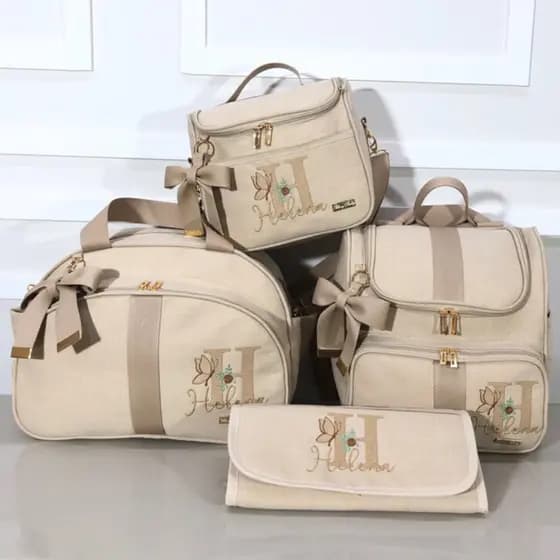 Kit de Bolsa Mochila Frasqueira Deluxe e Trocador Personalizado
