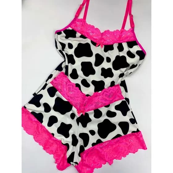 Baby Doll Feminino Estampado Animal Print Fresquinho Microfibra Short Doll Roupa de Dormir