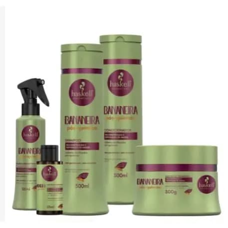Kit Haskell Bananeira Shampoo + Condicionador + Máscara 300 + Fluido + Nectavita
