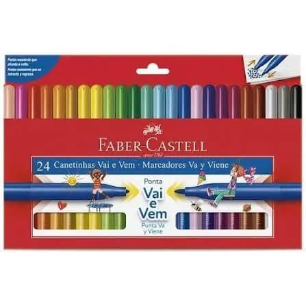 Canetinha 24 Cores Vai e vem Faber-Castell CX 1 UN