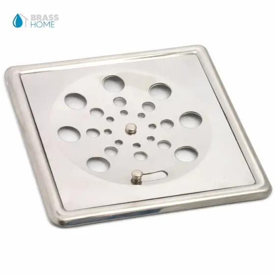 Ralo Grelha Quadrado 10x10 Aço Inox Completo Com Caixilho Abre e Fecha Banheiro Lavanderia