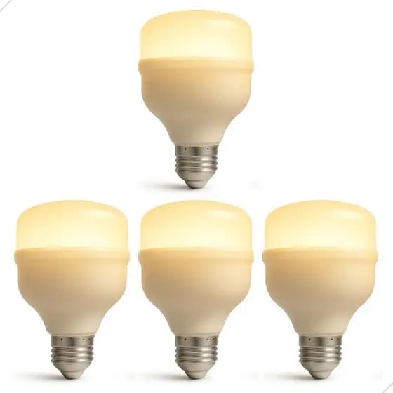 Kit 4 Lâmpada Led Bulbo 50w 3000k Branco Quente Bivolt 110v 220v Luz Amarela Aconchegante Econômica