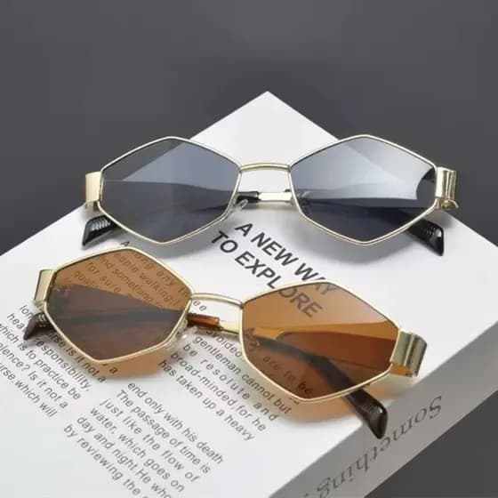 Óculos de Sol Retrô da moda Fashion UV400 Haste Dourada