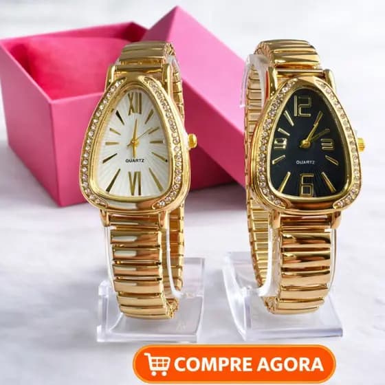 Relógio Feminino Oval Gota cobra brilho moda Stras com Pulseira Elastica Presente Dia Dos namorados