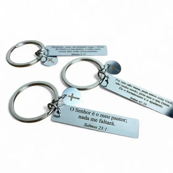 Chaveiro Personalizado com Versículo Bíblico - Personalize o seu! - Gravação a laser - Cristão / Bíblia