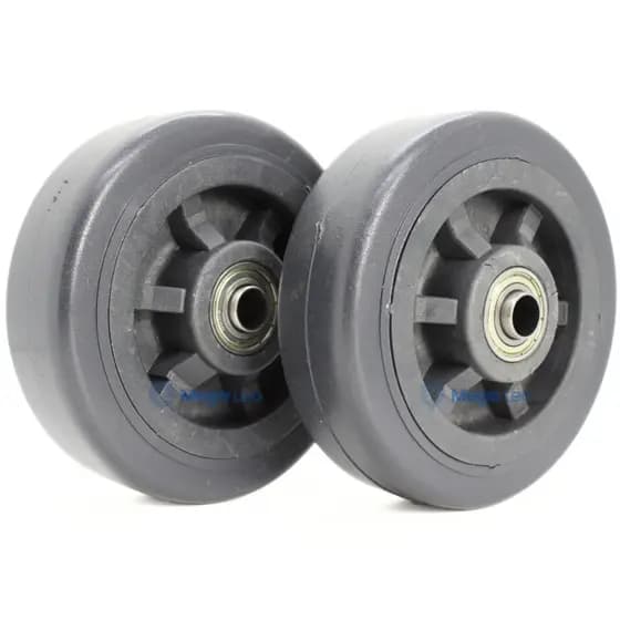 Par Roda 6x2 Termoplástica PVC 15x5 CM Rolamento Esfera Duplo Carrinho Prancha Andaime Carga 280KG