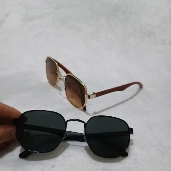 óculos de Sol Masculino e Feminino hexagonal Quadrado Estilo Madeira Material plástico