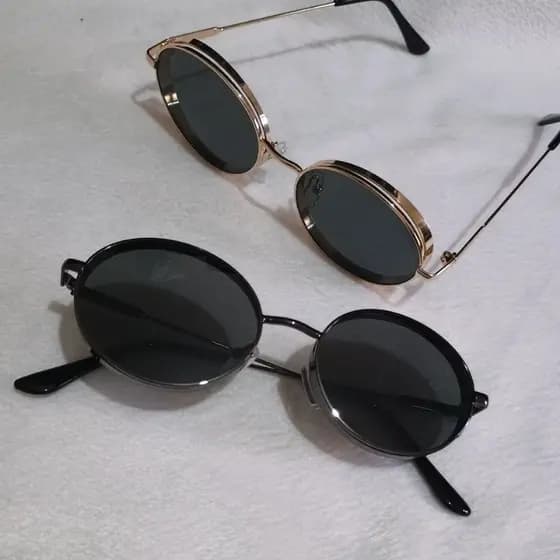 Óculos de Sol Feminino Unissex Metal Preto - Design Vintage, Proteção UV, Acessório de Moda