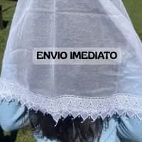 VÉU CCB ADULTO TECIDO ALGODÃO COM RENDA GUIPIR QUADRADO OU REDONDO + PORTA VÉU REF DINÁ